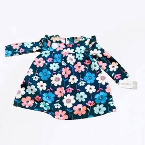 🎄 Carter's Navy Blue Long Sleeve Floral Dress 9M